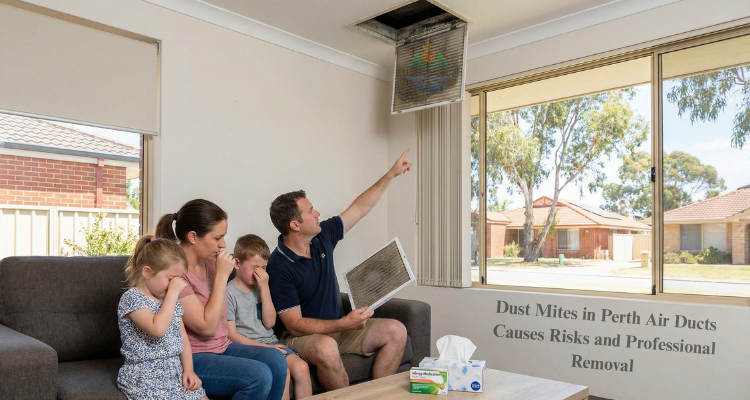A family getting sick by dust in air duct