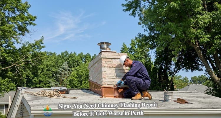a technician repair chimney flashing in Perth